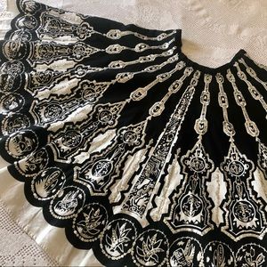 Skirt circular Mexican black white sequin boho m/l  ✨